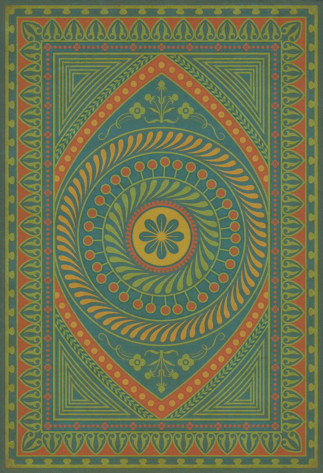 Vintage Vinyl Floorcloth Rug (Pattern 75 Guard Friendship)