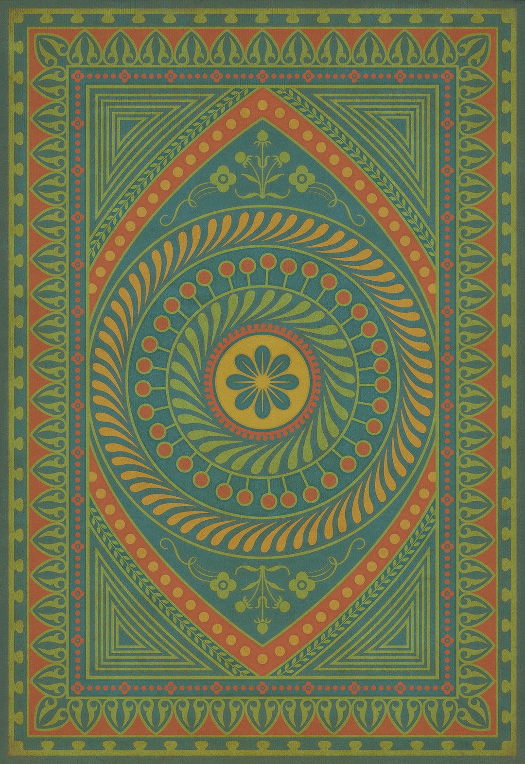Vintage Vinyl Floorcloth Rug (Pattern 75 Guard Friendship)