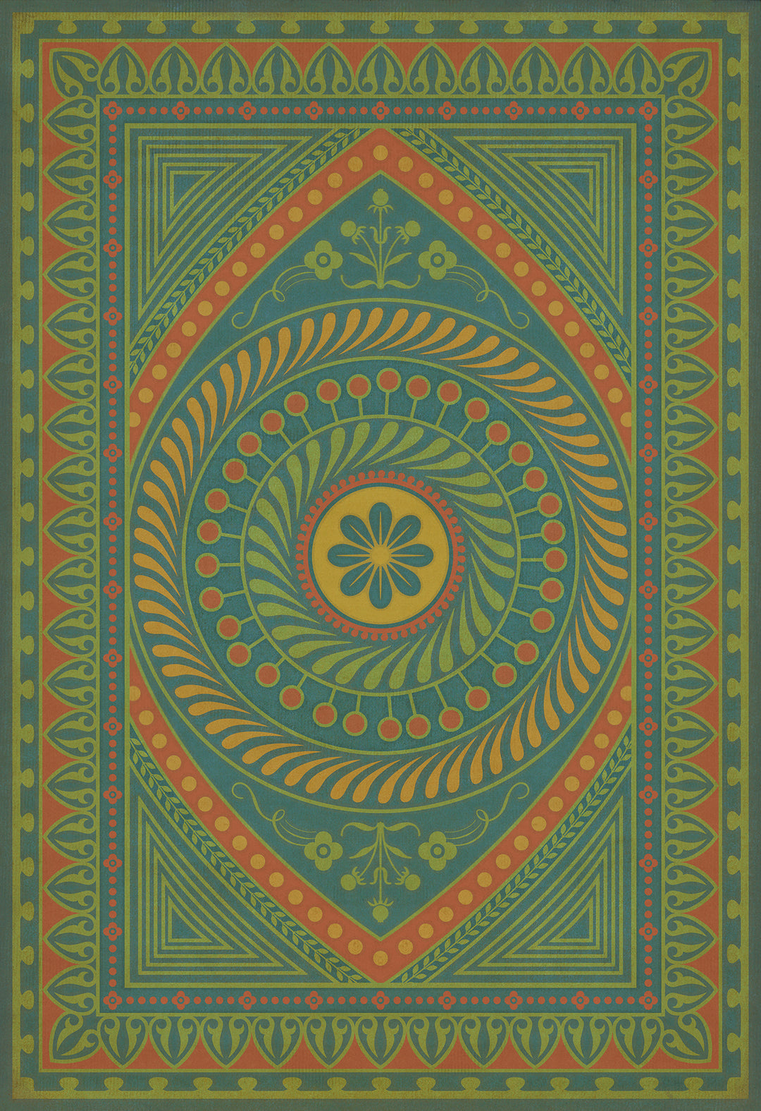 Vintage Vinyl Floorcloth Rug (Pattern 75 Guard Friendship)