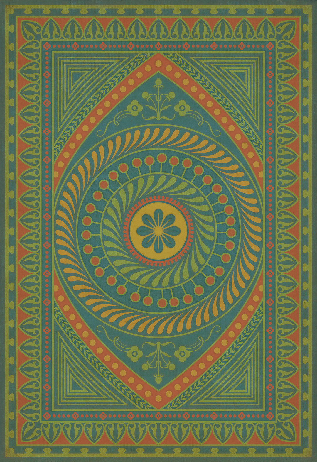 Vintage Vinyl Floorcloth Rug (Pattern 75 Guard Friendship)