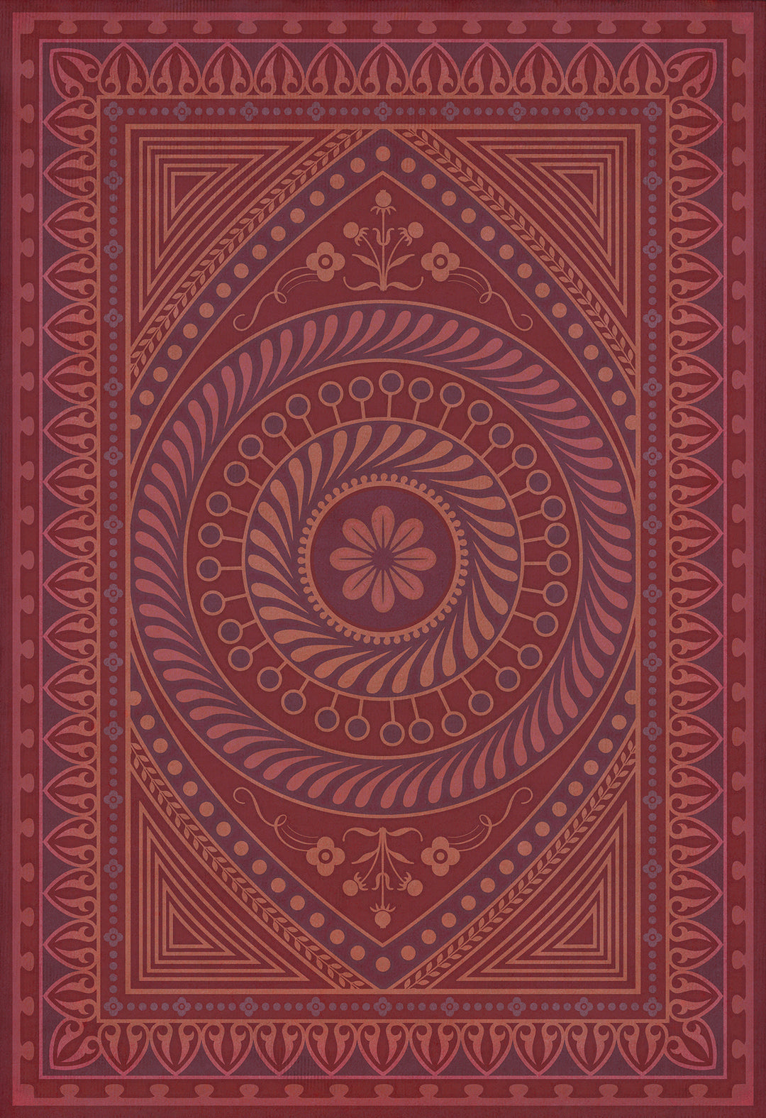 Vintage Vinyl Floorcloth Rug (Pattern 75 Know What You Have Learned)