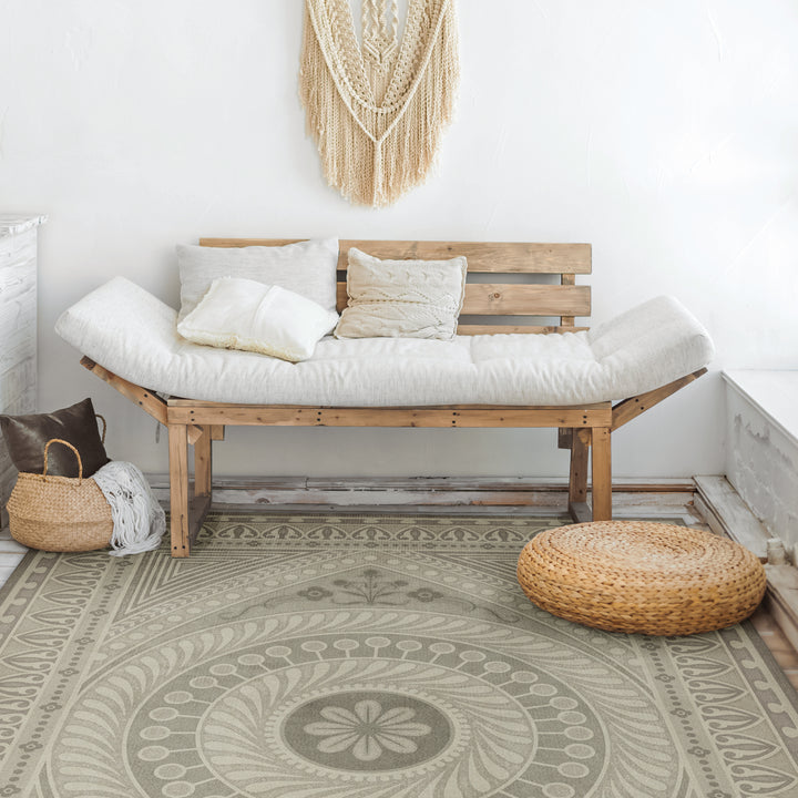 Vintage Vinyl Floorcloth Rug (Pattern 75 Practice What is Just)