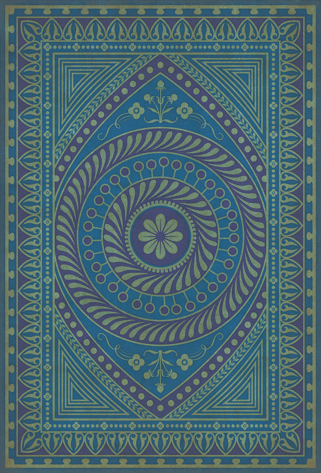 Vintage Vinyl Floorcloth Rug (Pattern 75 Pursue Harmony)