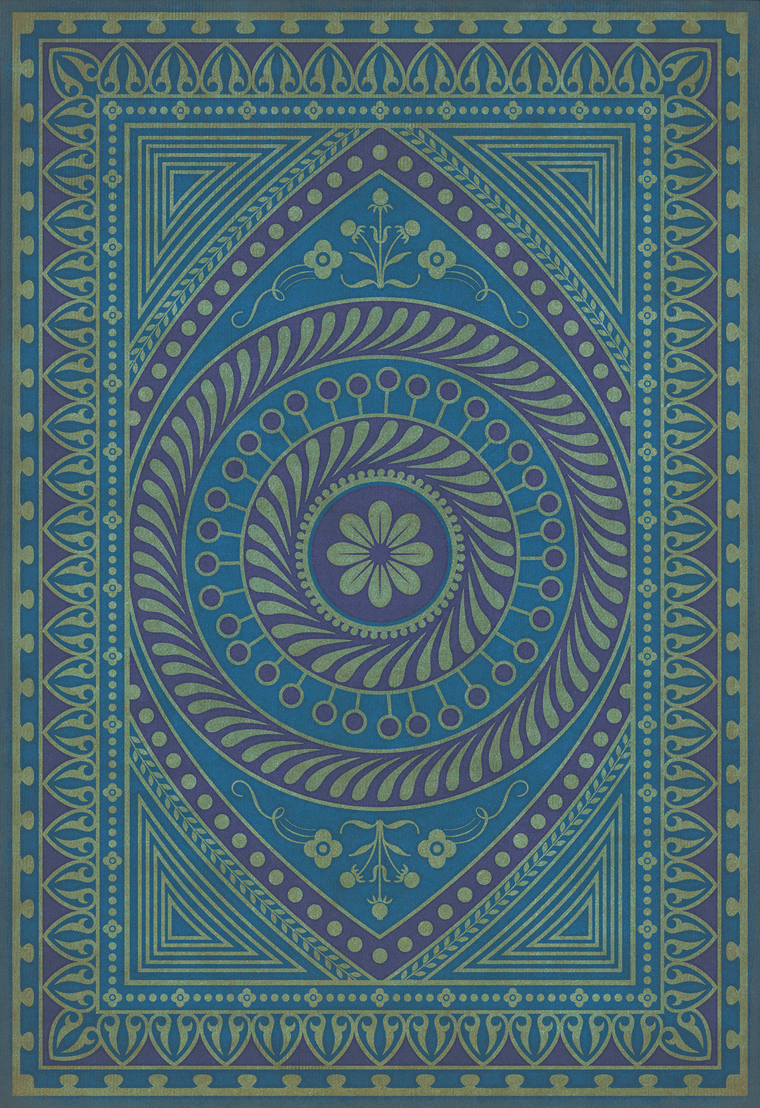 Vintage Vinyl Floorcloth Rug (Pattern 75 Pursue Harmony)