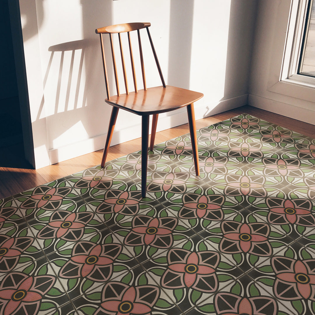 Vintage Vinyl Floorcloth Rug (Pattern 80 Shirley Temple)