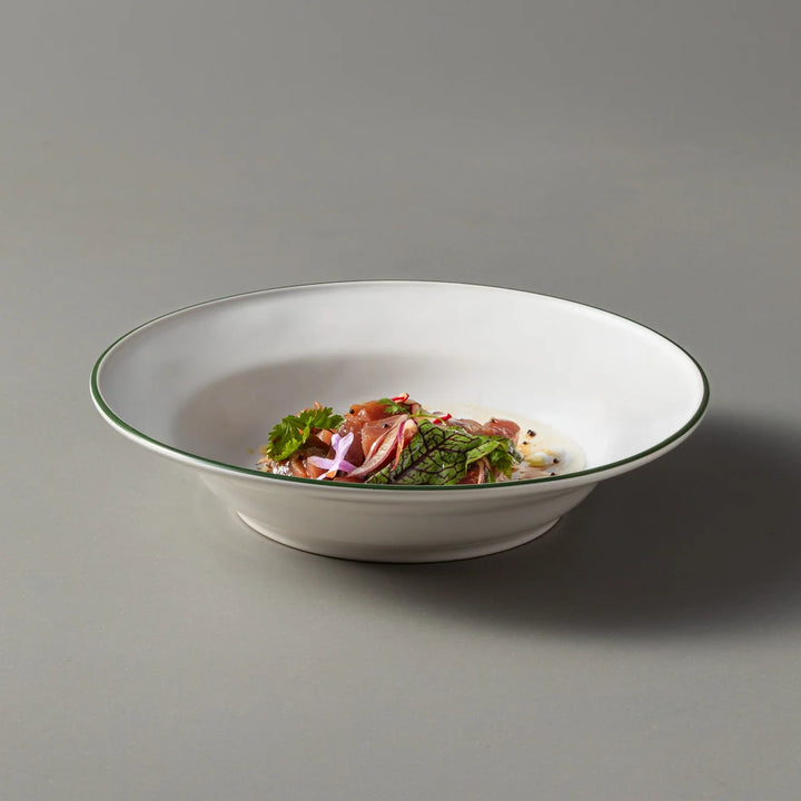 Costa Nova Beja Fine Stoneware Dinnerware (White & Green)