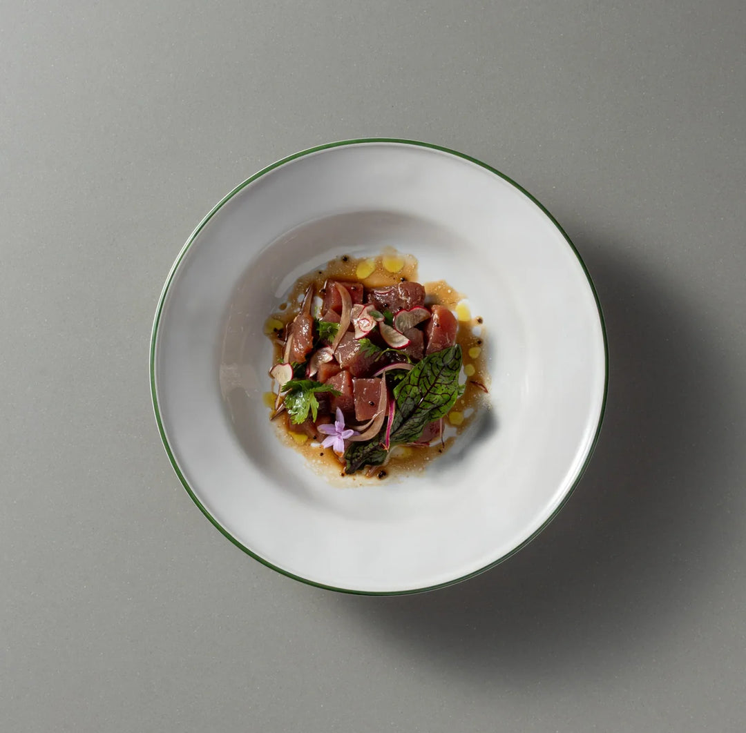 Costa Nova Beja Fine Stoneware Dinnerware (White & Green)