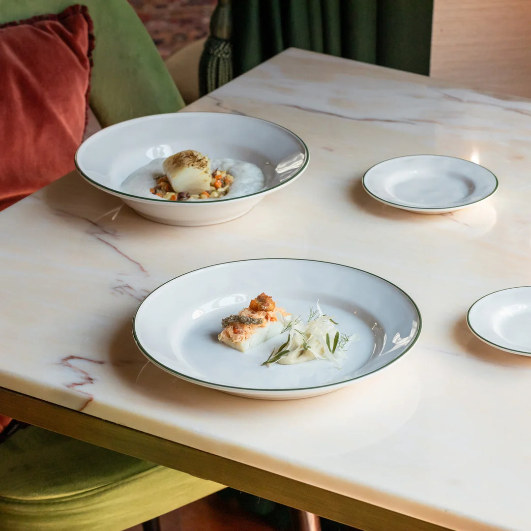 Costa Nova Beja Fine Stoneware Dinnerware (White & Green)