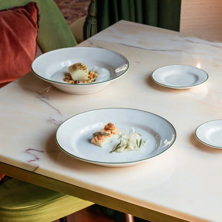 Costa Nova Beja Fine Stoneware Dinnerware (White & Green)