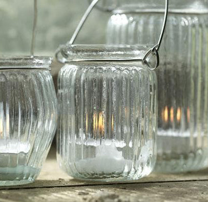 Curved Hanging Jar T Light Holder (S/6)