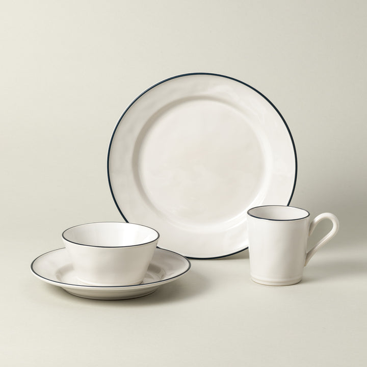 Costa Nova Beja Fine Stoneware Dinnerware (White-Blue)