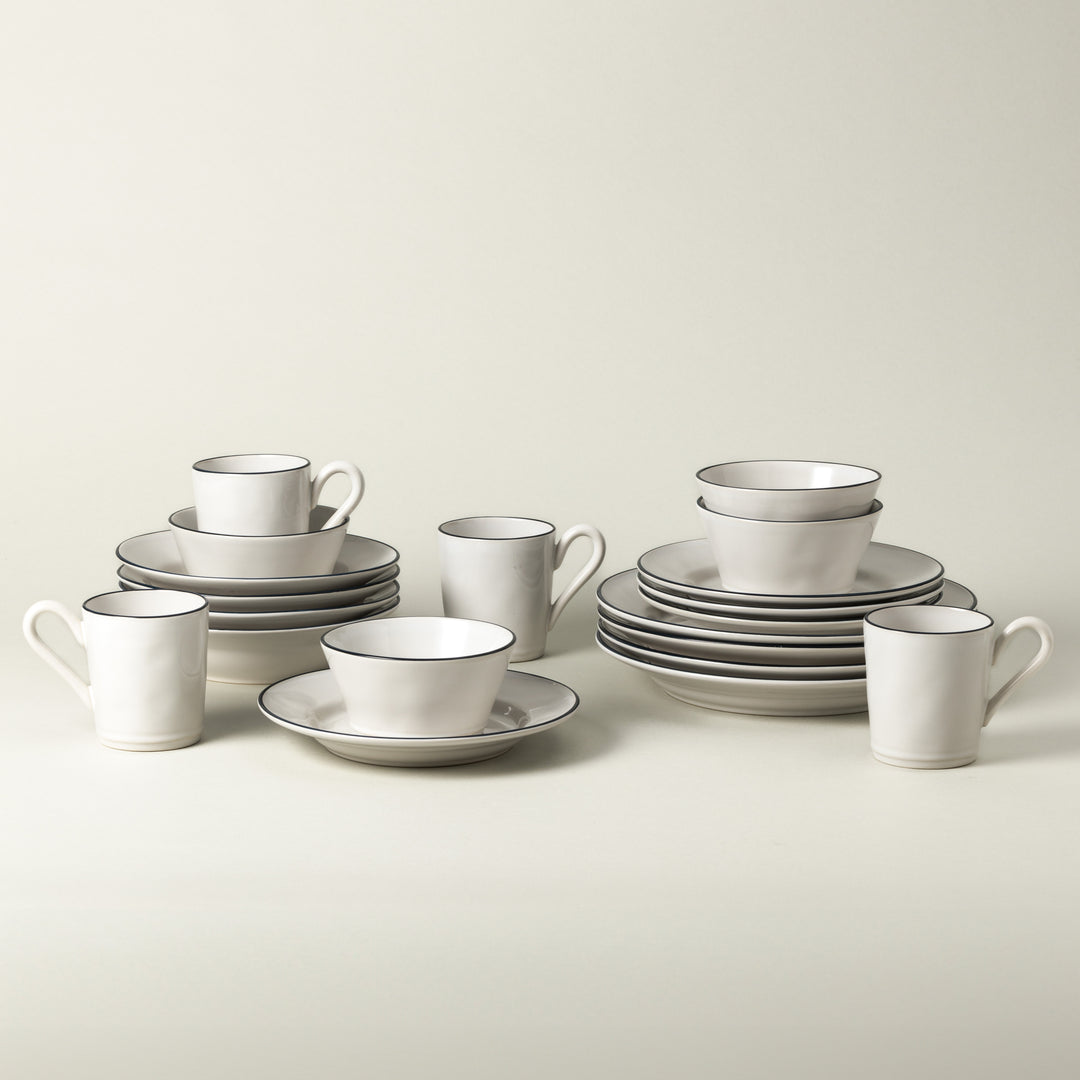 Costa Nova Beja Fine Stoneware Dinnerware (White-Blue)
