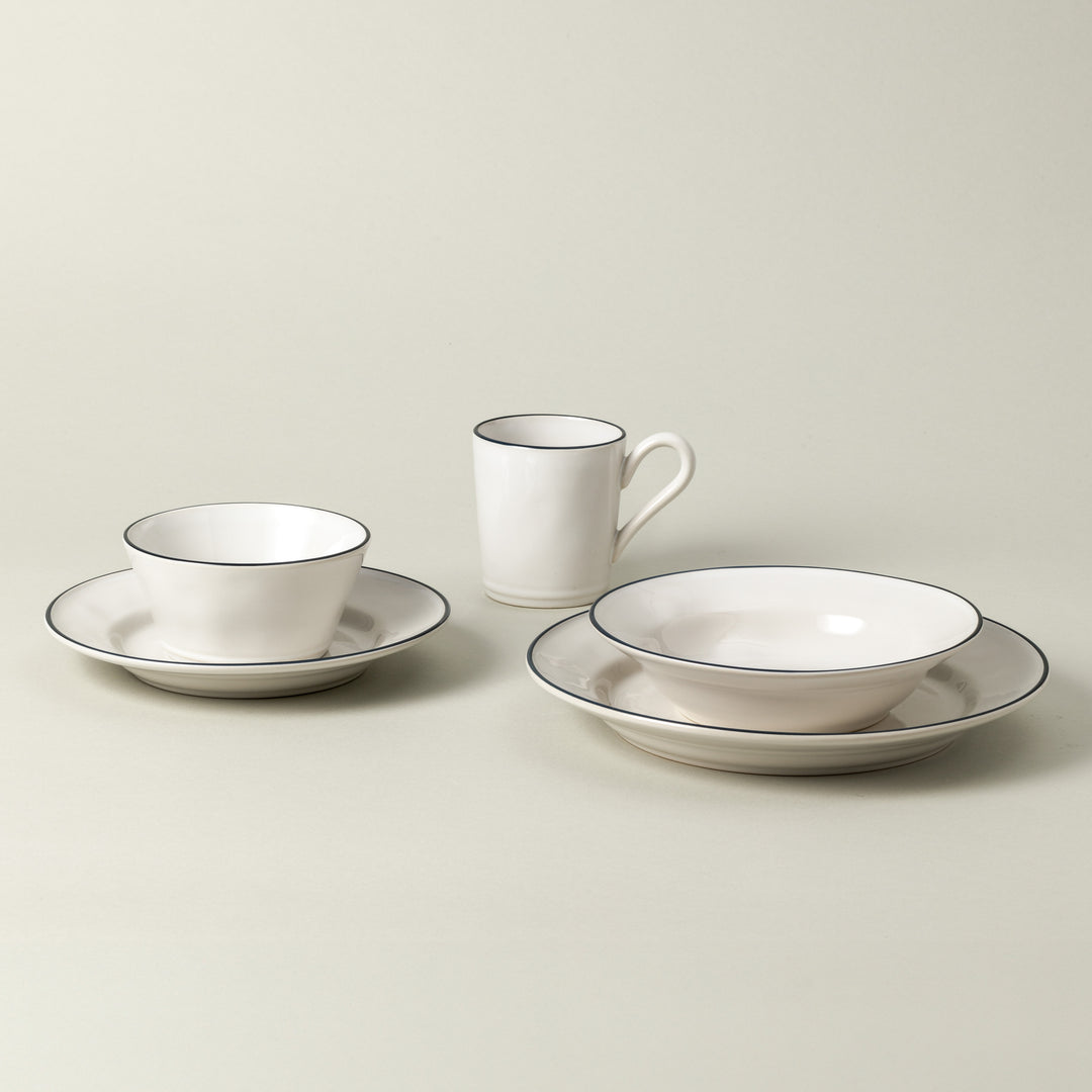 Costa Nova Beja Fine Stoneware Dinnerware (White-Blue)