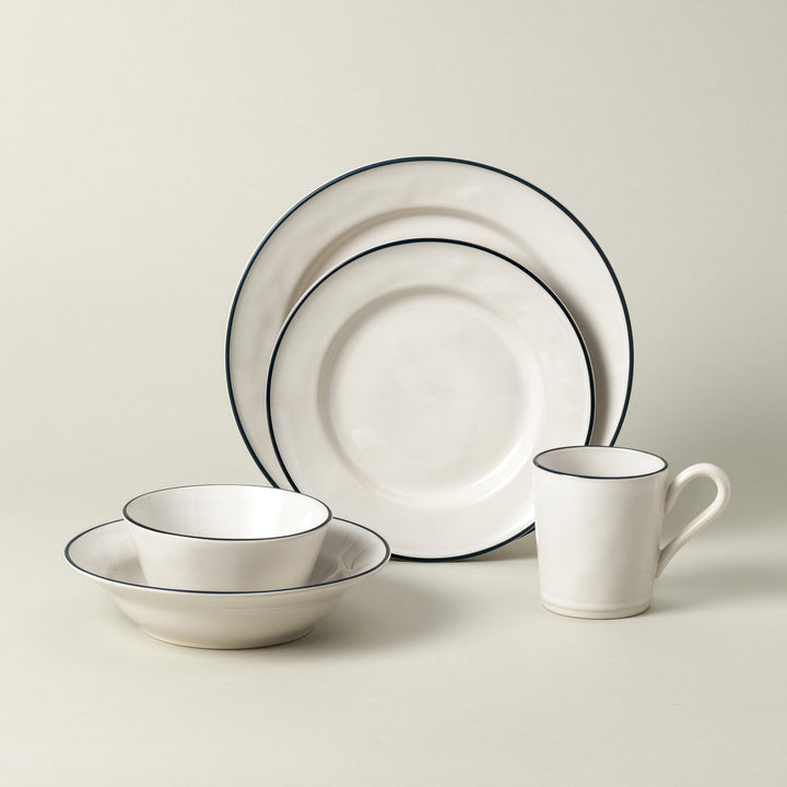Costa Nova Beja Fine Stoneware Dinnerware (White-Blue)