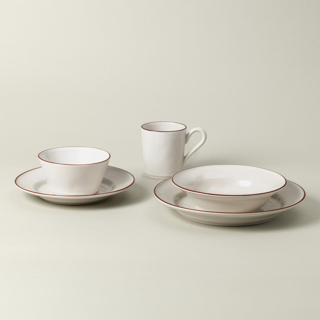 Costa Nova Beja Fine Stoneware Dinnerware (White/Red)