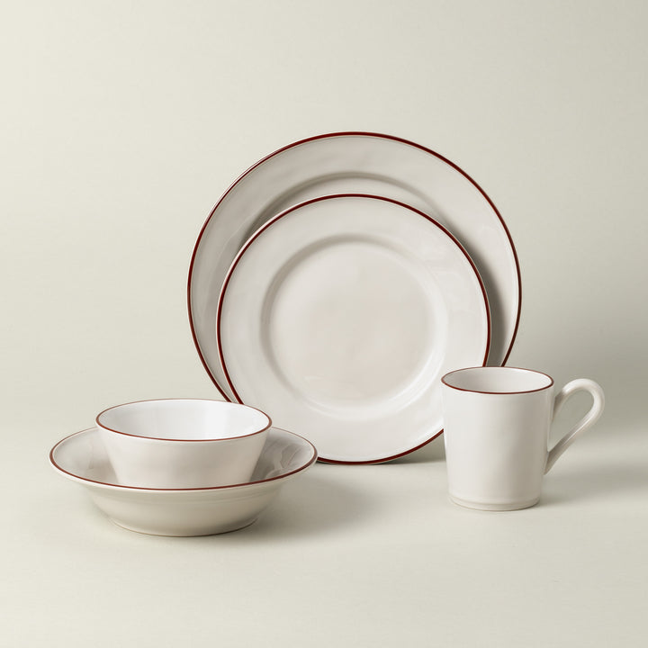 Costa Nova Beja Fine Stoneware Dinnerware (White/Red)