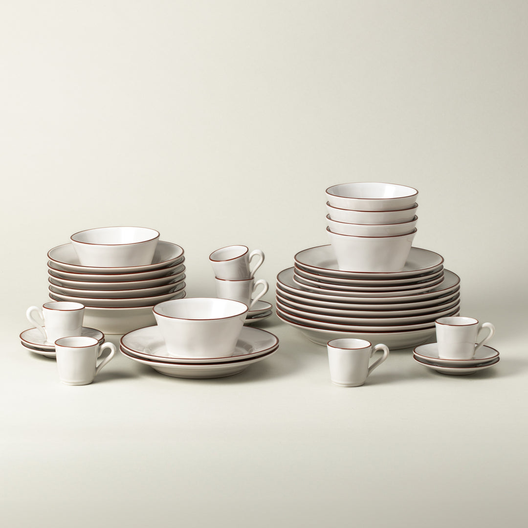 Costa Nova Beja Fine Stoneware Dinnerware (White/Red)
