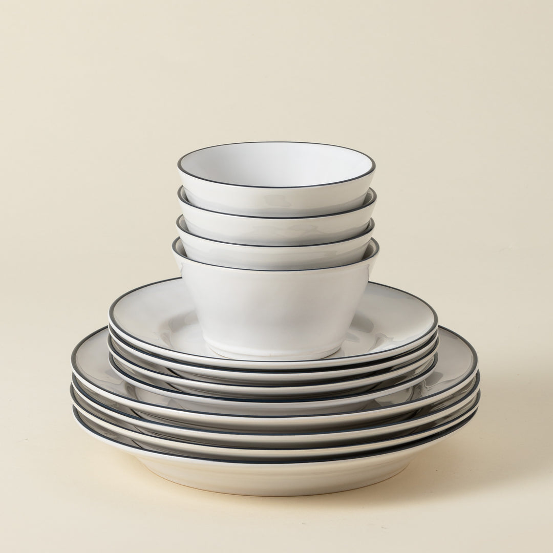 Costa Nova Beja Fine Stoneware Dinnerware (White-Blue)