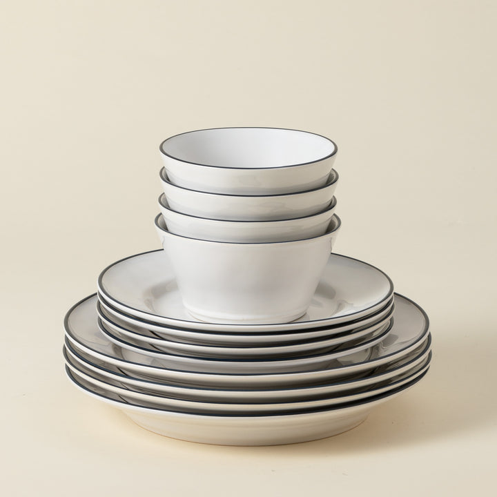 Costa Nova Beja Fine Stoneware Dinnerware (White-Blue)