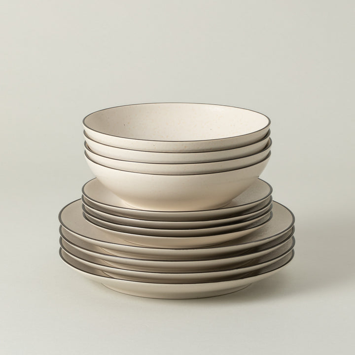 Costa Nova Augusta Fine Stoneware Dinnerware (Natural/Black)