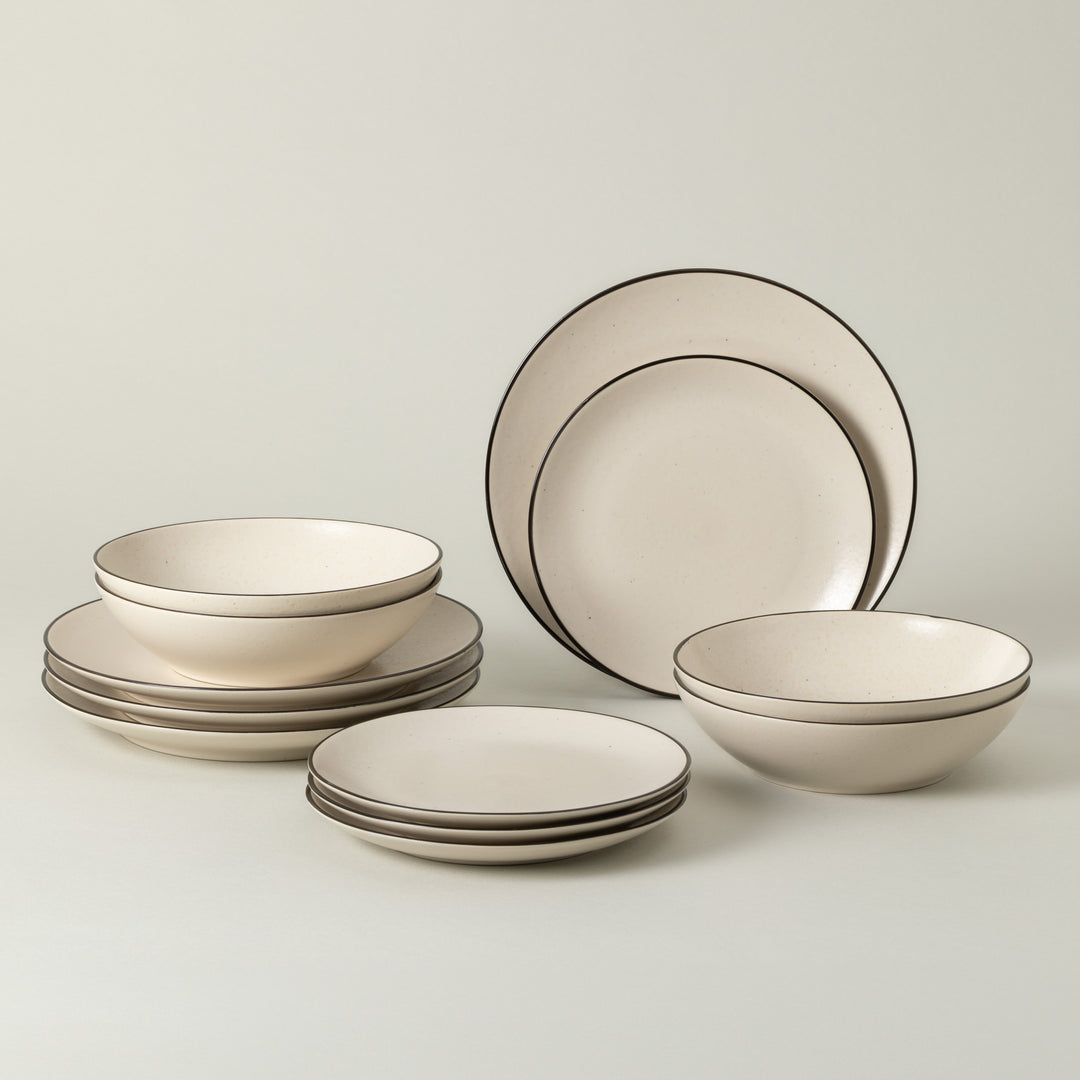 Costa Nova Augusta Fine Stoneware Dinnerware (Natural/Black)