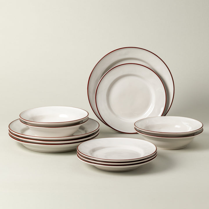 Costa Nova Beja Fine Stoneware Dinnerware (White/Red)