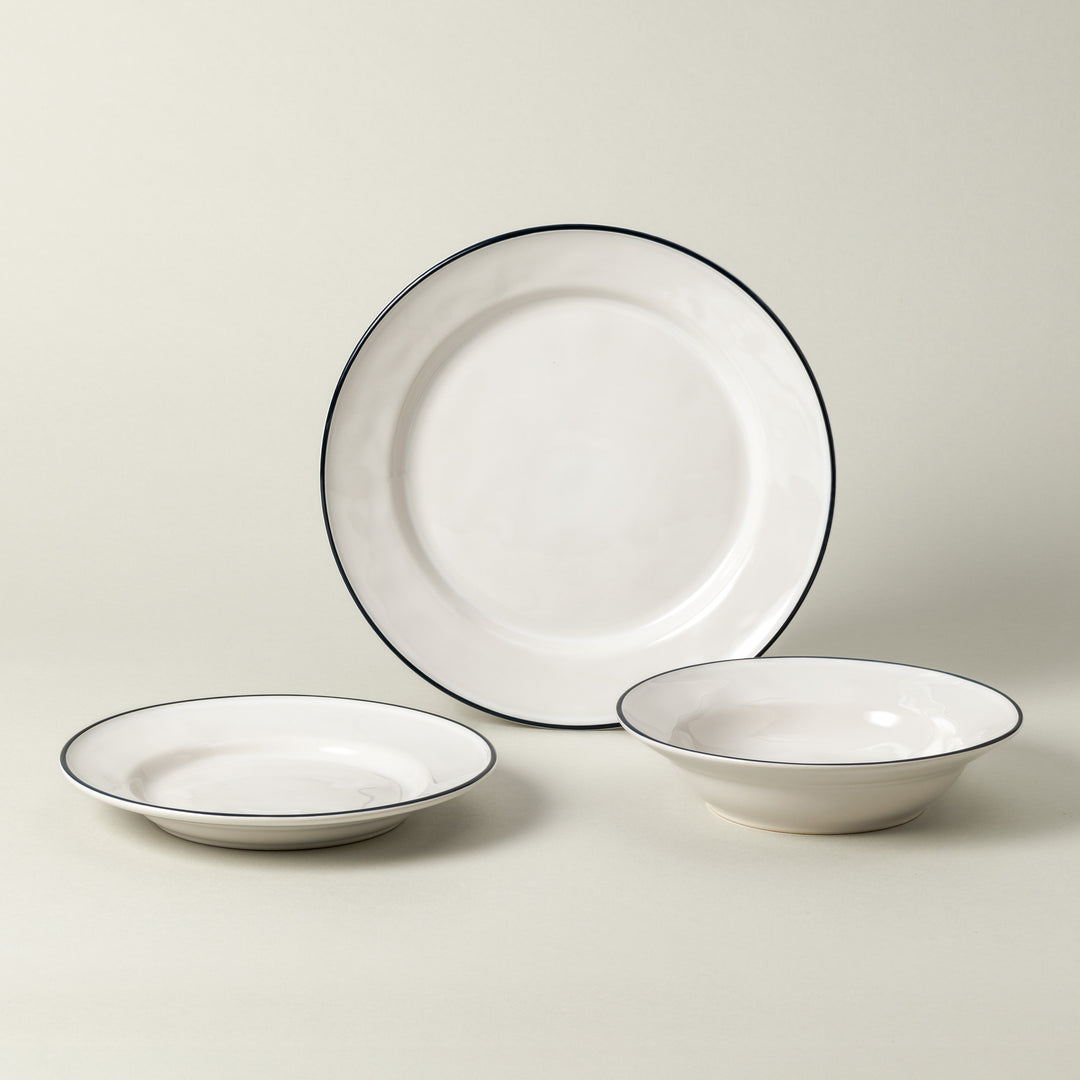 Costa Nova Beja Fine Stoneware Dinnerware (White-Blue)