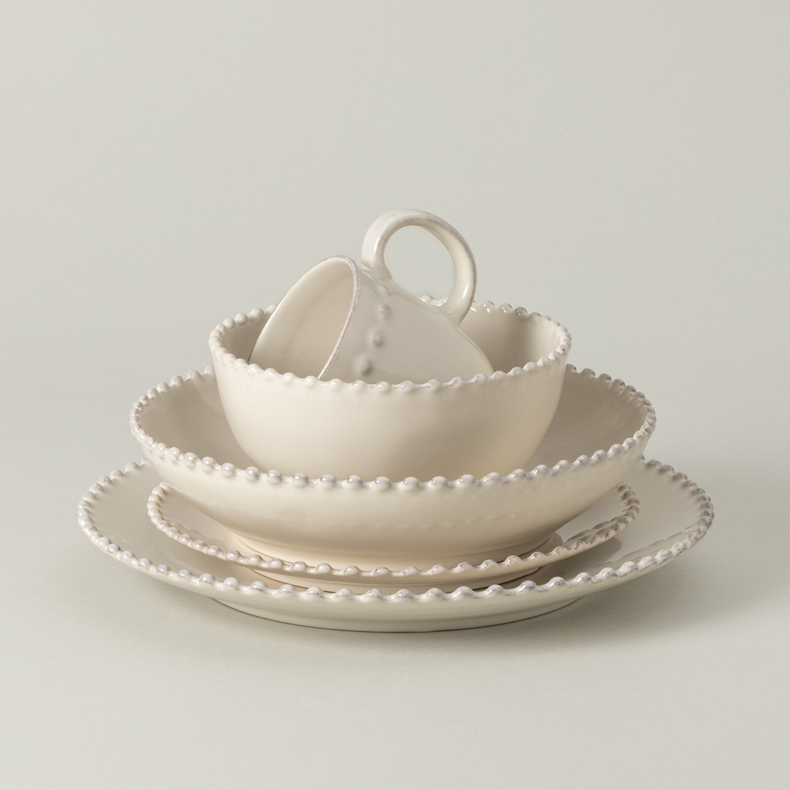 OSTYLE plé verre Platinumaqua Cream Costa Nova Pearl Fine Stoneware Dinnerware (Cream)