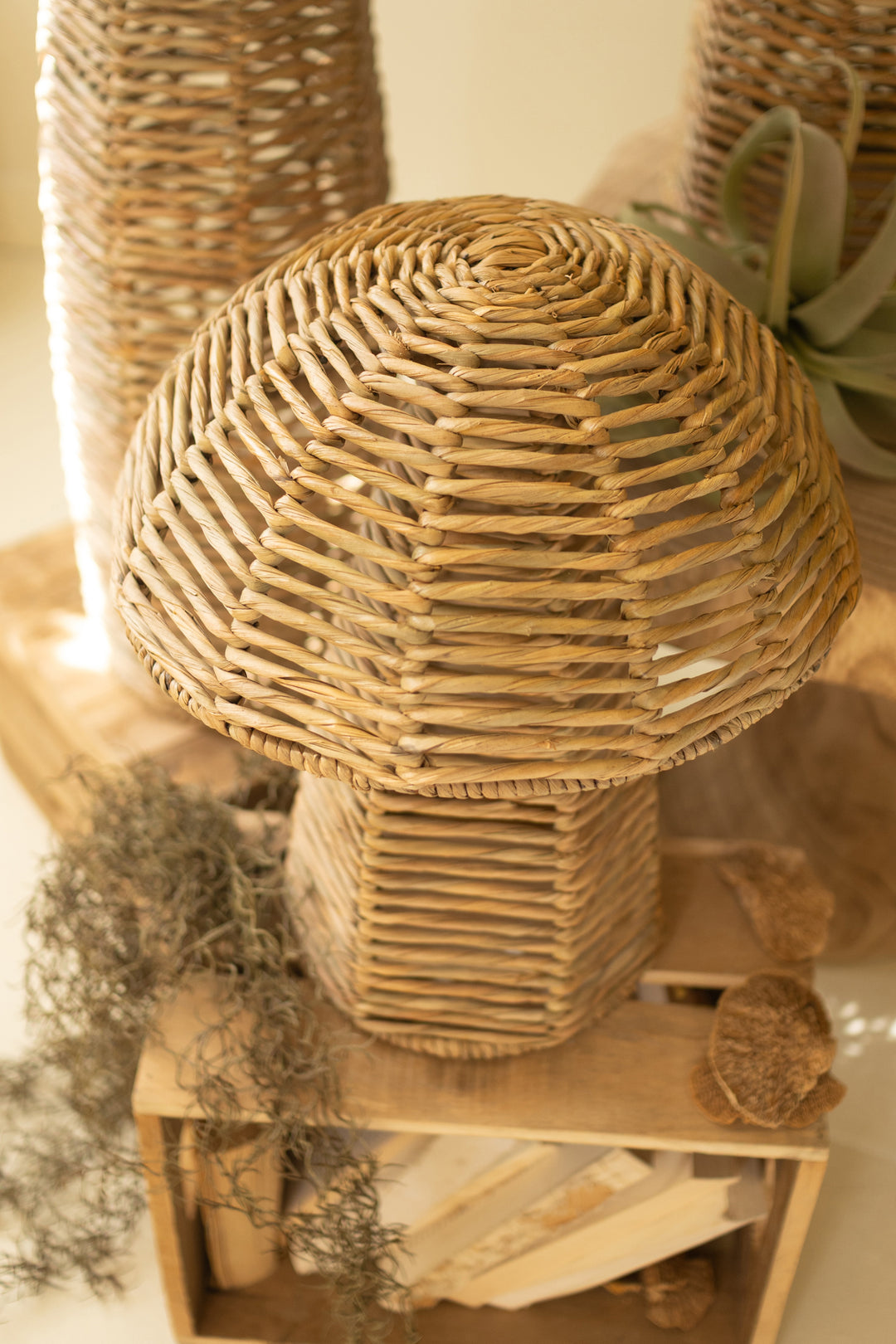 Set of 4 Woven Seagrass Mushrooms