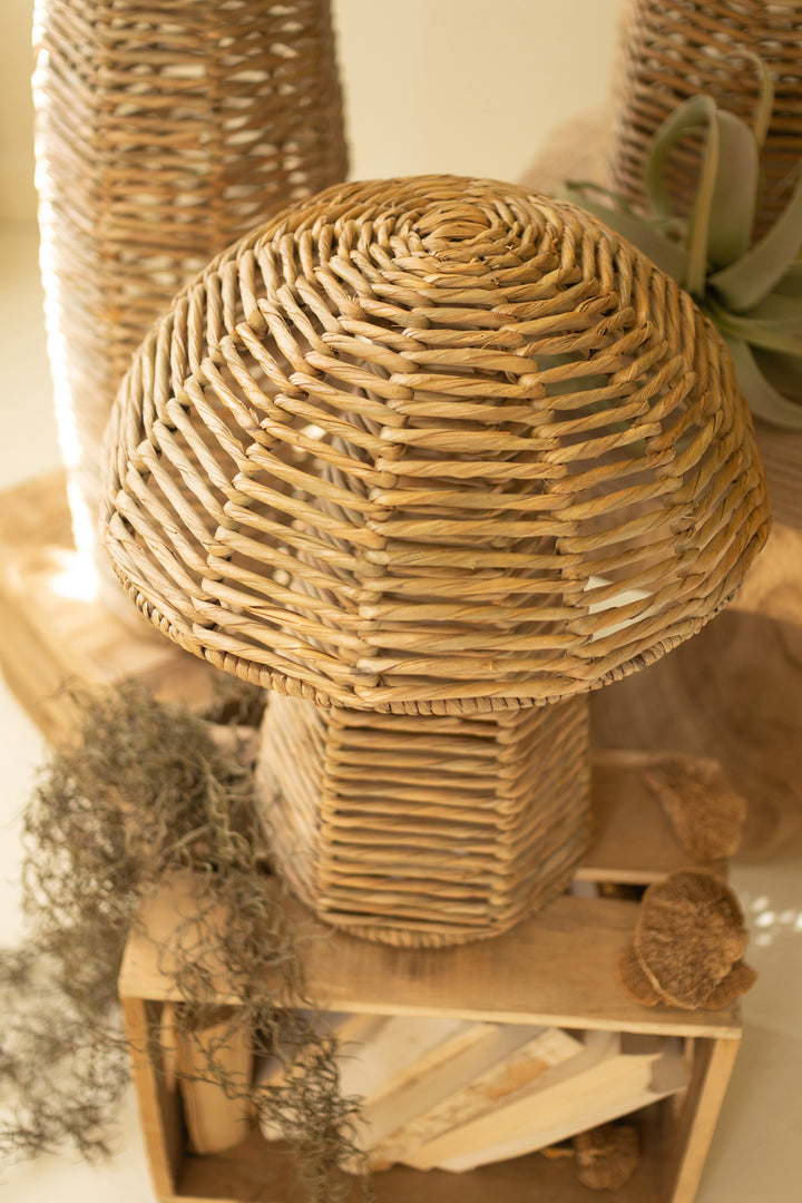 Set of 4 Woven Seagrass Mushrooms