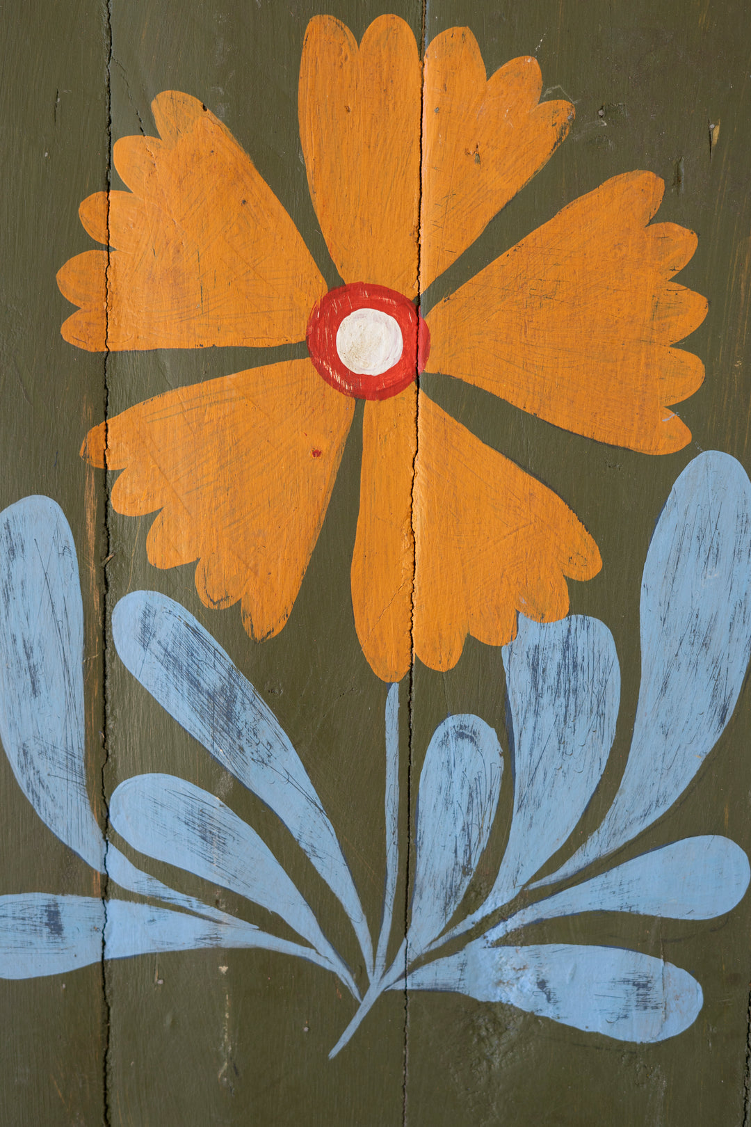 Set of 4 Hand-Painted Florals on Recycled Wood