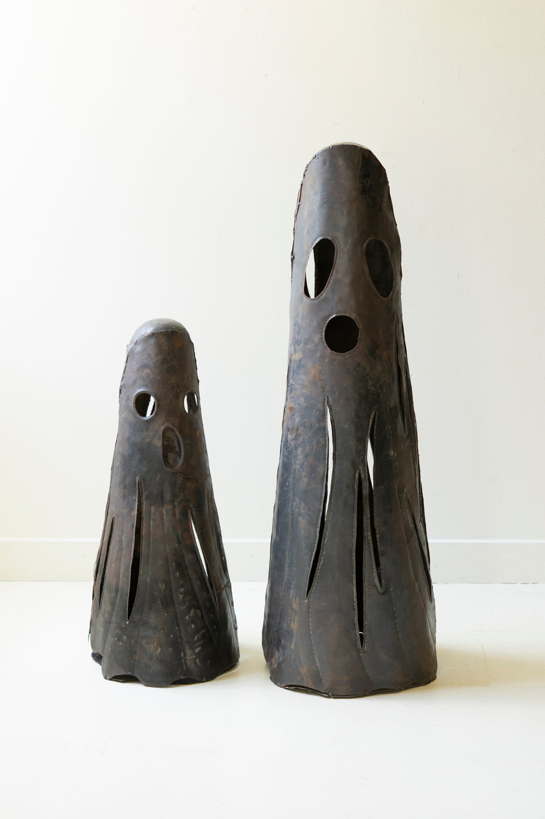 Set of 2 Rustic Iron Ghost Luminaries