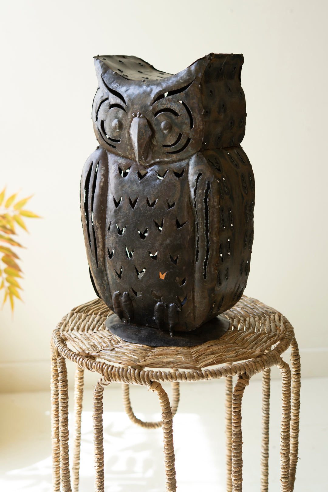 Rustic Iron Owl Luminary