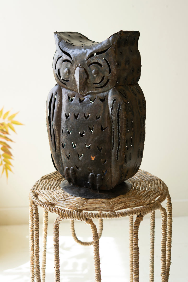 Rustic Iron Owl Luminary