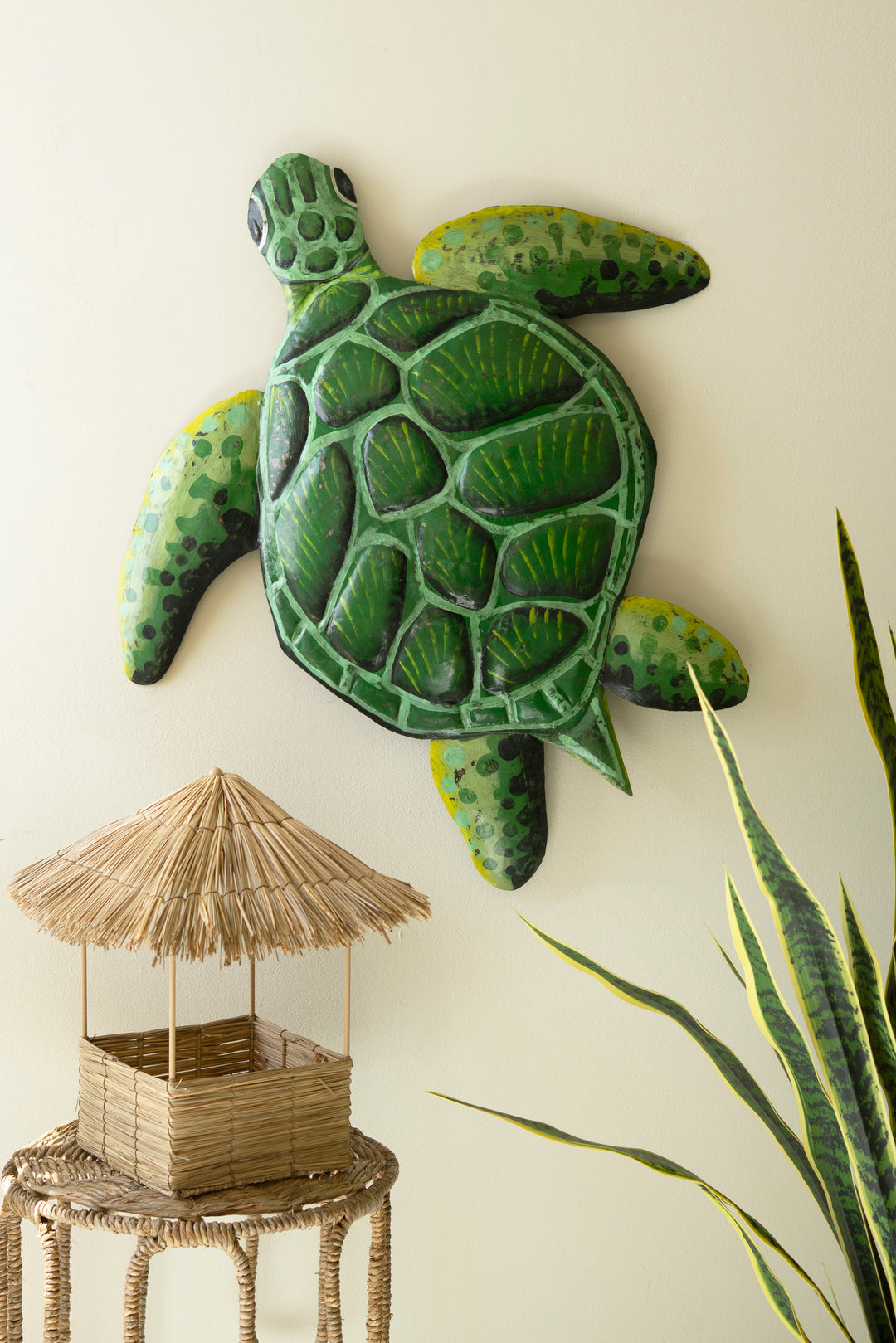 Hand-Hammered Recycled Metal Sea Turtle Wall Art