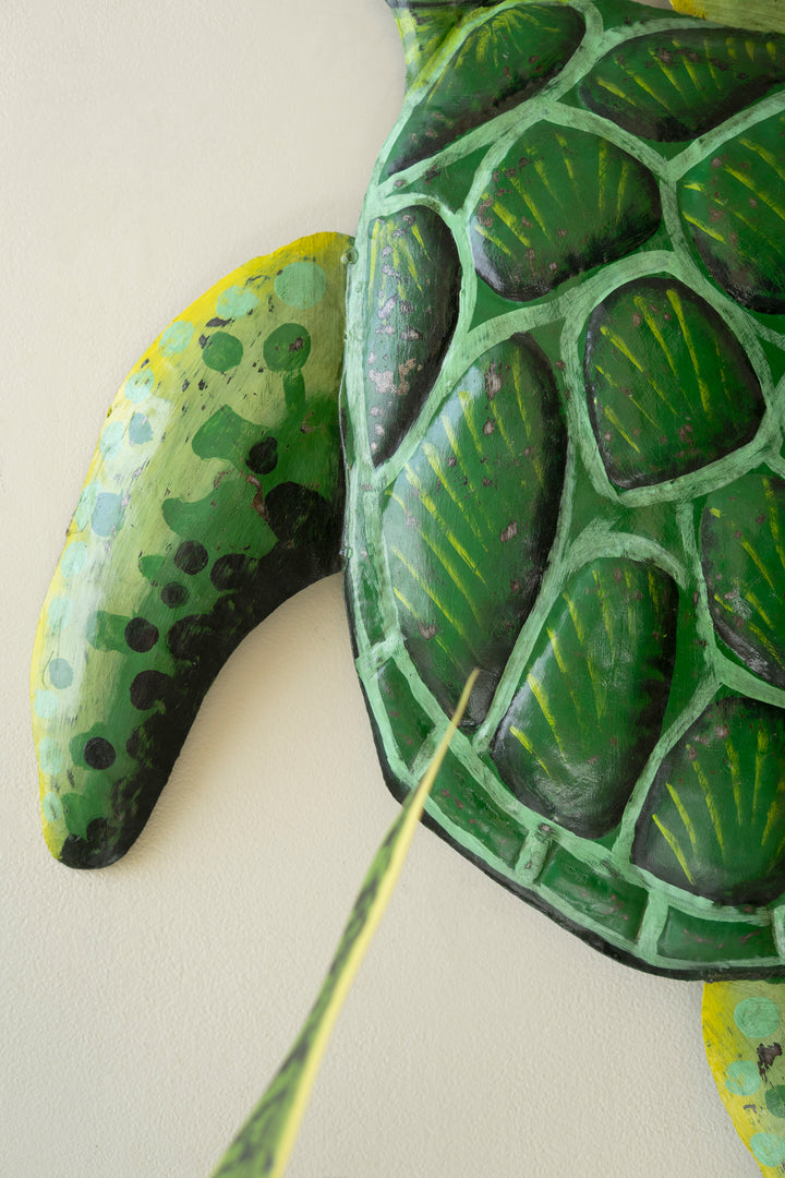 Hand-Hammered Recycled Metal Sea Turtle Wall Art
