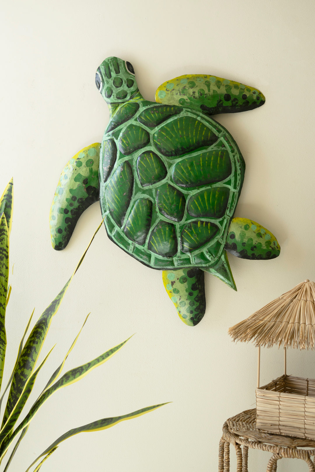 Hand-Hammered Recycled Metal Sea Turtle Wall Art