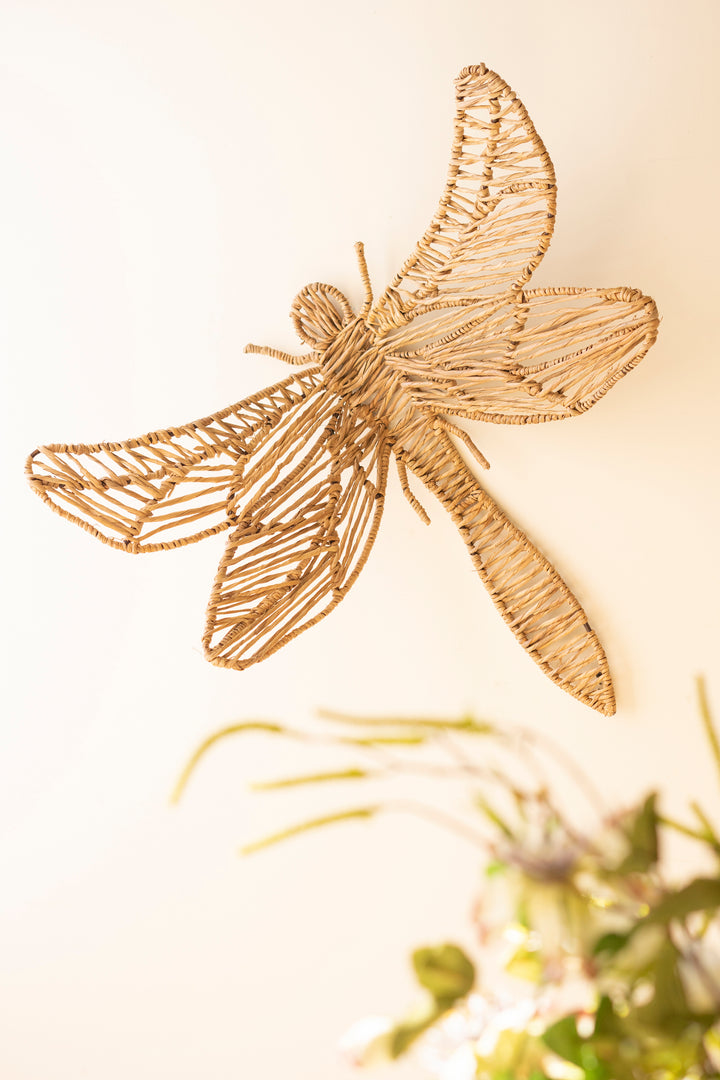 Seagrass and Iron Dragonfly Wall Décor