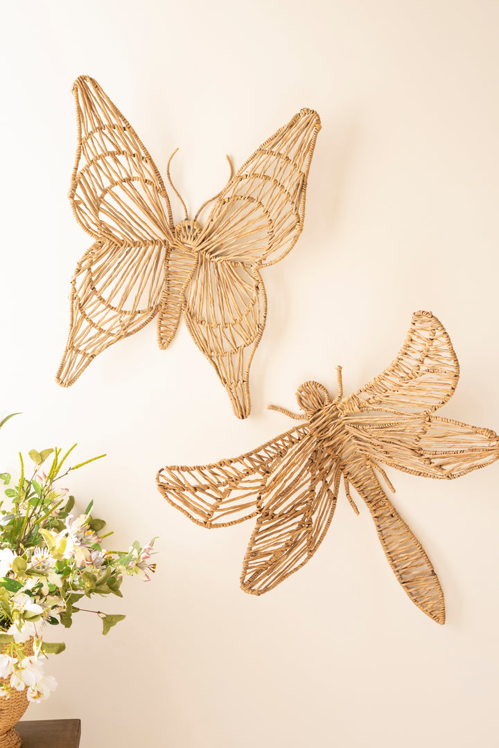 Seagrass and Iron Dragonfly Wall Décor