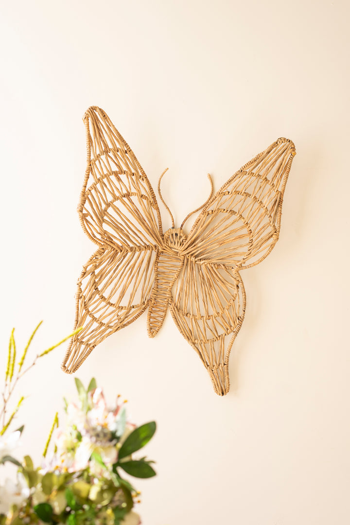 Seagrass and Iron Butterfly Wall Décor