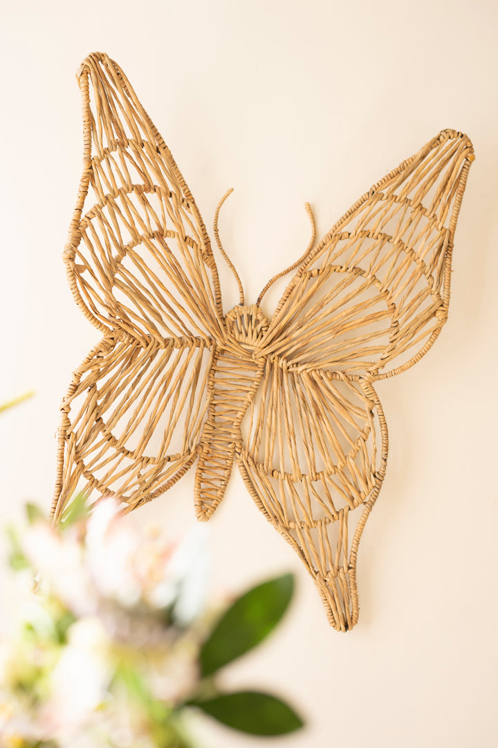 Seagrass and Iron Butterfly Wall Décor