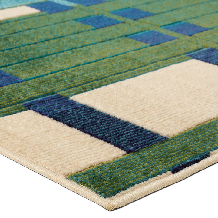 Jaipur Living Mohair ALI01 Geometric Blue and White Area Rug