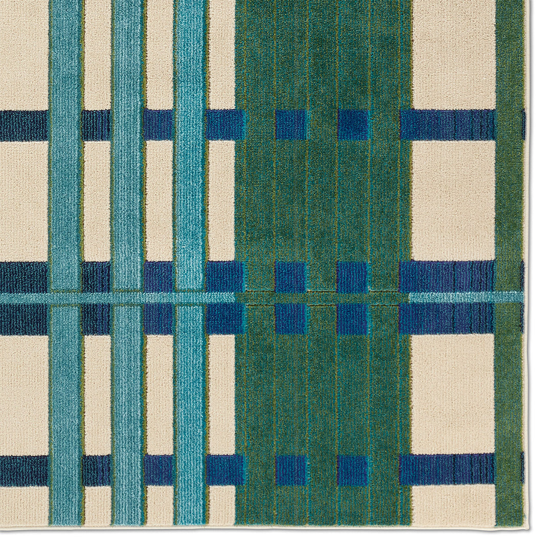 Jaipur Living Mohair ALI01 Geometric Blue and White Area Rug