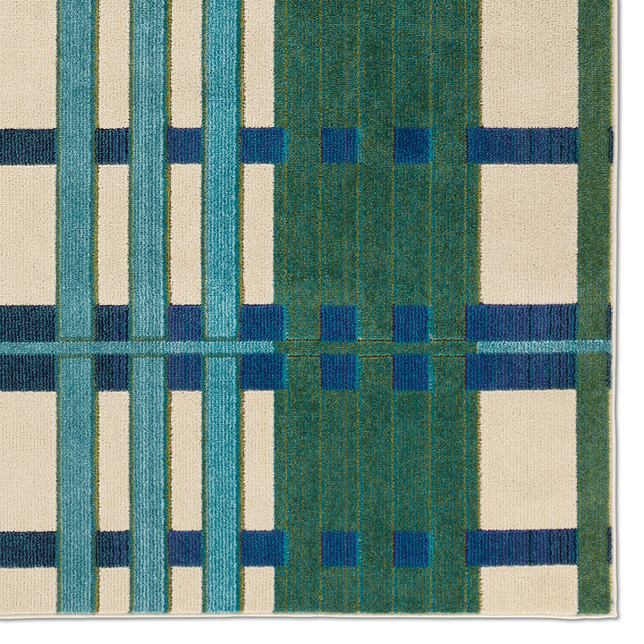 Jaipur Living Mohair ALI01 Geometric Blue and White Area Rug