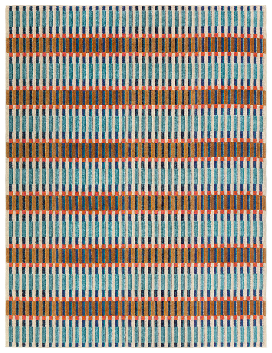 Jaipur Living Notch ALI03 Geometric Blue and Orange Area Rug