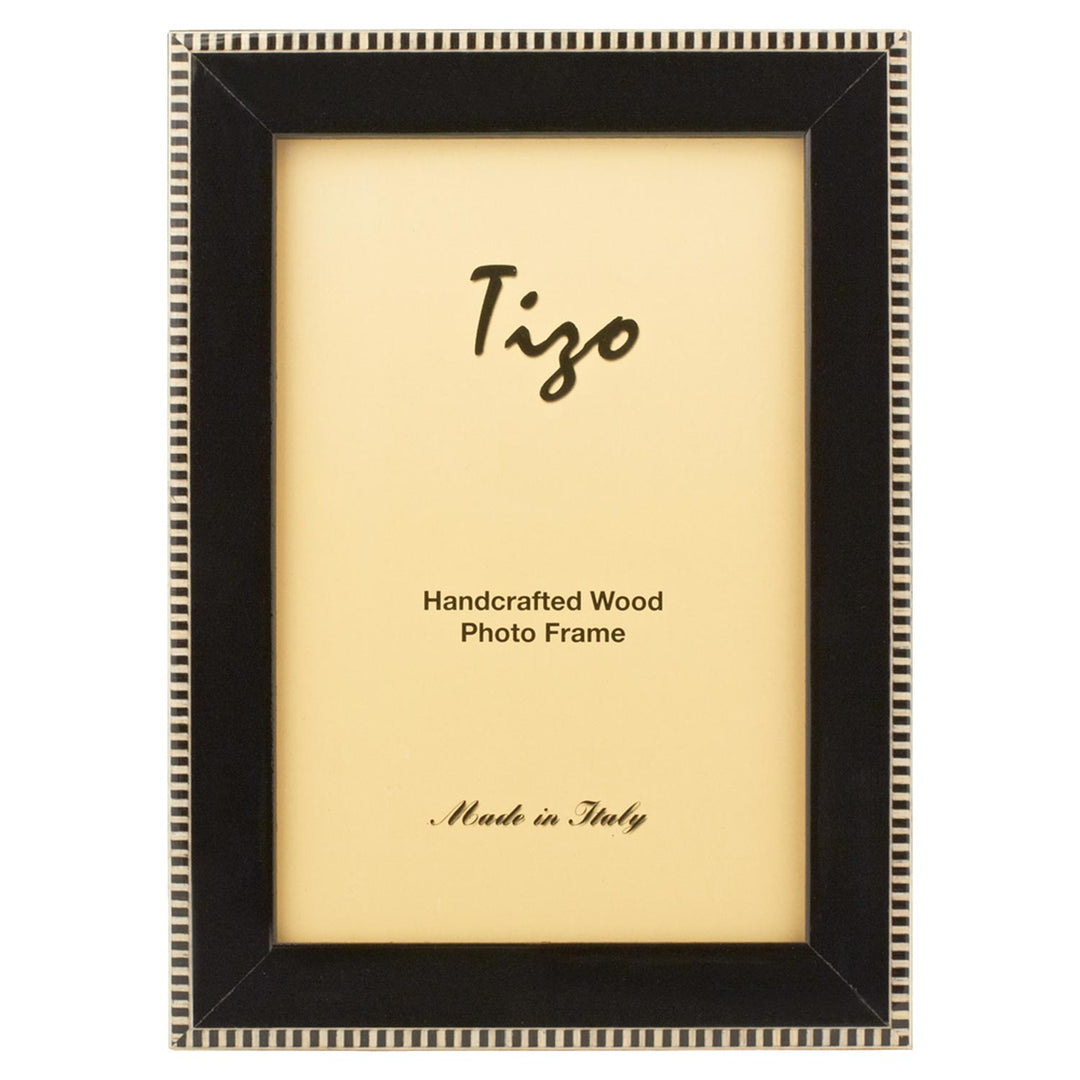 Tizo Design Stripe Inlaid Pattern Italian Wood Picture Frame (Black)