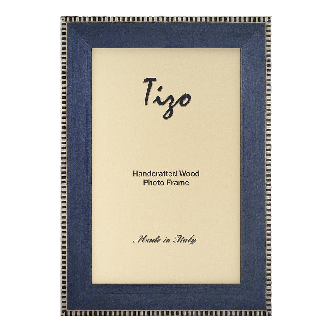 Tizo Design Stripe Inlaid Pattern Italian Wood Picture Frame (Blue)