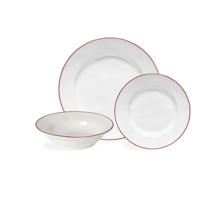 Costa Nova Beja Fine Stoneware Dinnerware (White/Red)