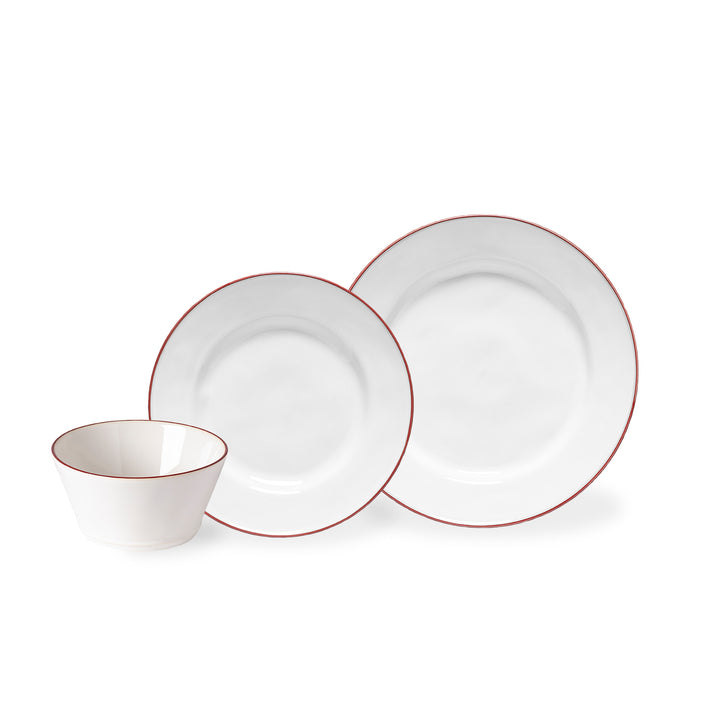 Costa Nova Beja Fine Stoneware Dinnerware (White/Red)