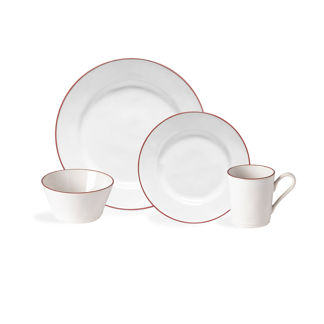 Costa Nova Beja Fine Stoneware Dinnerware (White/Red)